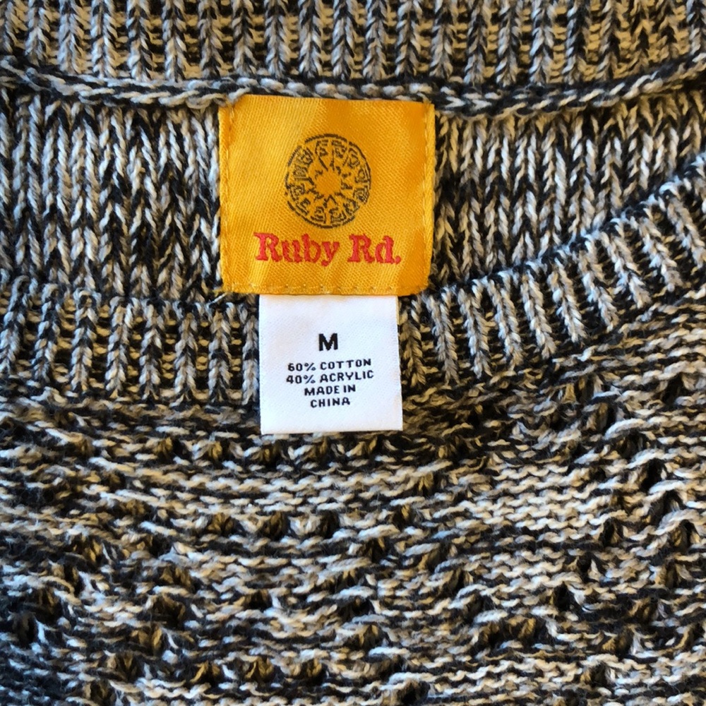 Ruby Rd. Silver & Grey Cotton Acrylic Sweater - Picture 4 of 4